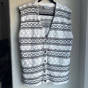Vintage MaRCIA Cottagecore Cotton Neutral Knit White Vest Button Front | L